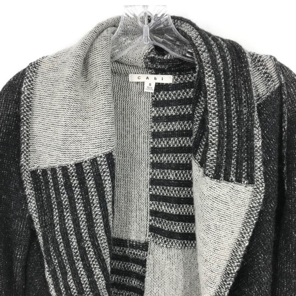 CAbi Black Gray Cardigan Knit Sweater Open Front - Picture 2 of 5